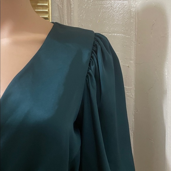 ASOS Deep Green Satin Wrap Blouse - Picture 6 of 13